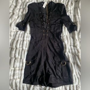 Balmain Black Criss-Cross Front Romper
